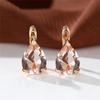 Luxury Gold Color Waterdrop Cut Champagne Aqua White Blue Black Stone Drop Earrings Girls Engagement Wedding Bridal Jewelry