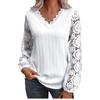 New Fashion V-neck Casual Loose Women Lace Shirt Hollow Out Long Sleeve Casual Plus Size White Blouse Women Elegant Loose Female Shirts Tops 24955