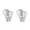 TALONIA Ladies Pearl Butterfly Earrings Earrings Silver 925 Sway Butterfly Popularity Compatible with Metal Allergies Small Mini Leave It On Both Ears