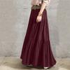 Women Cotton A-line Skirts Summer Loose Casual Elastic Waist Long Skirts