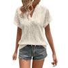 Women's Fashion Solid Color Short Sleeve V Neck Casual Pullover T-shirt Top