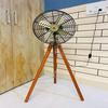 137.16 Cm Handmade Nautical Tripod Floor Fan Black Metal Brown Wood Decorative Item