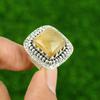 Sterling Silver Golden Rutile Gemstone Unique Promise Wedding Ring Jewelry US 7