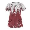 Women's Casual  Print Short Sleeve Sloping Collar Workwear Top With Double Pockets