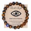Natural Tiger Eye Beaded Bracelet Men Women Turkish Amulet Protection Blue Evil Eye Bracelet For Women Spiritual Jewelry