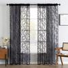Embroidered Lace Sheer Curtain Transparent Tulle Curtain Vintage Window Drapes Bedroom