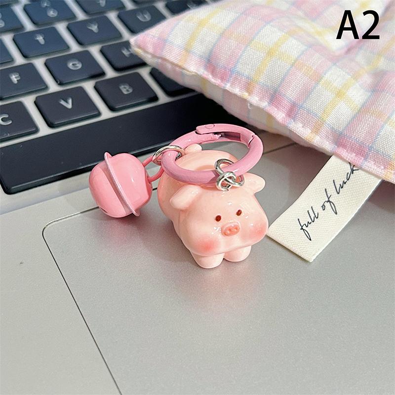 Cute Cartoon Pink Pig Keychain With Bell Pendant Little Pig Model Key Ring Jewelry Gift Decoration Accessories Children Gifts