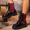 Women Shoes New High Quality Cross-tied Women Boots Fashion Leopard Print Casual Boots Women Fashion Round Toe Mid-Calf Boots