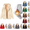 Women's Fashion Solid Colour And Winter Padded And Thickened Zip Hooded Sweatshirt Jacket Sweatpants Casual Two-Piece Set