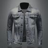 Men's Retro Washed Denim Jacket - Slim Fit Long Sleeve for Spring and Autumn