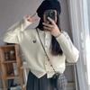 O-Neck Knit Sweater Sweet Cartoon Embroidery Casual Tops Japanese Single Breasted Cardigan Harajuku Sweater