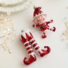 1Pc Christmas Ornaments Red White Sticky Powder Plastic Christmas Tree Pendant for Living Room Window Glass Door Christmas Tree Gift Box Decoration