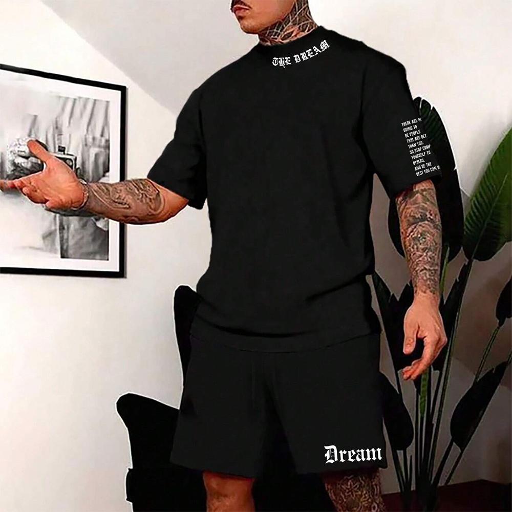 Summer Y2K Style Fashion Trendy Men's Set Extra Large Men's Loose Top Refreshing and Breathable Leisure Travel Set