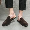 New Arrival Men Suede Leather Half Slippers Driving Shoes Male Casual Mules Moccasins Breathable Loafers Zapatos Hombre