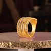 Multi-Layer Twist Cross-Set Diamond Hollow Ring Stainless Steel Plated 18K Gold Personalized Ring