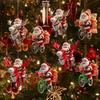 8Pcs Bicycle Santa Claus Xmas Tree Pendant 2D Flat Wooden Ornament Set Christmas Decorations
