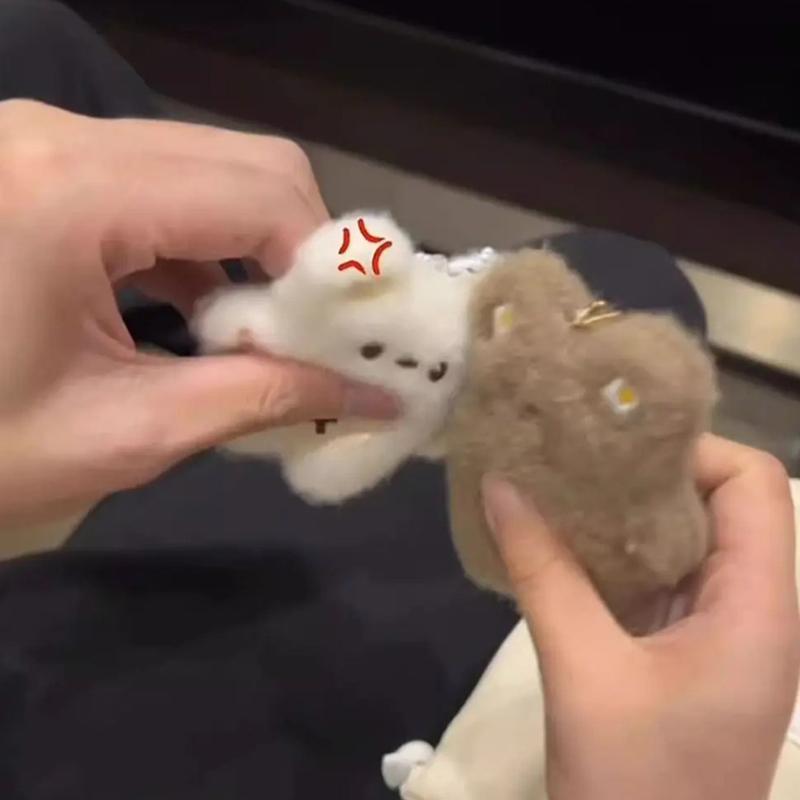 Cartoon Squeeze Bear Keychain Squeak Bear Pendant Plush Doll Stuffed Toys Couple Keyring Hanging Accessory