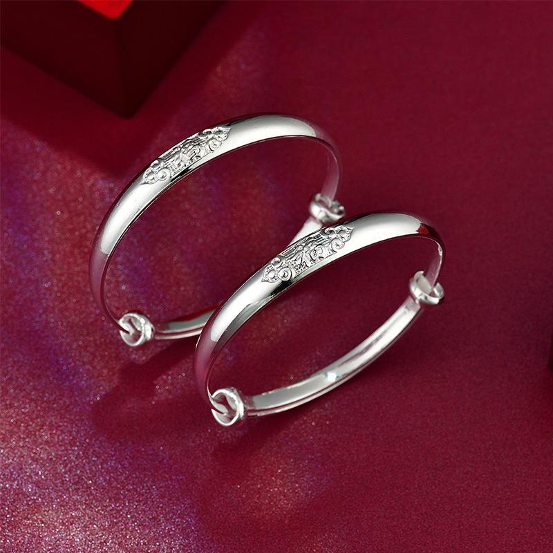 999 Auspicious Cloud Blessing Character Push Pull Smooth Face Bracelet Baby Children's Full Moon One Year Old