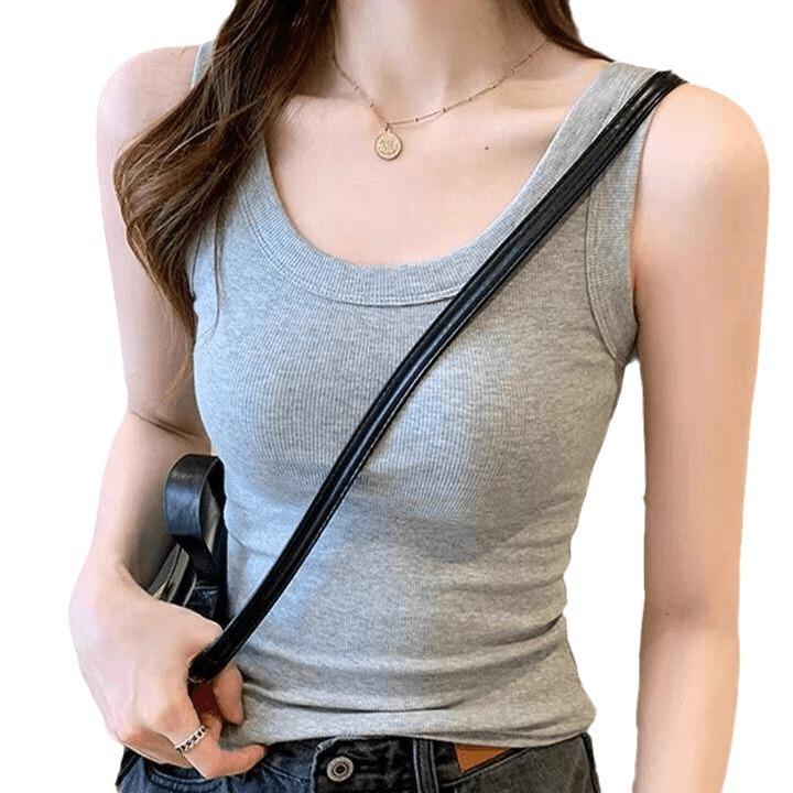 Trendy Sleeveless Anti-Exposure Camisole for Women - Slimming Korean Style