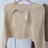 Irregular Knitted Sweaters Korean Chic Vintage All Match Sweater Women Round Neck Long Sleeve Split Pullover Crop Top