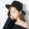 Solid Color Imitation Woolen Hat Women Felt Fedoras Jazz Cap Female Girls Simple Wide Brim Flat Top Hats