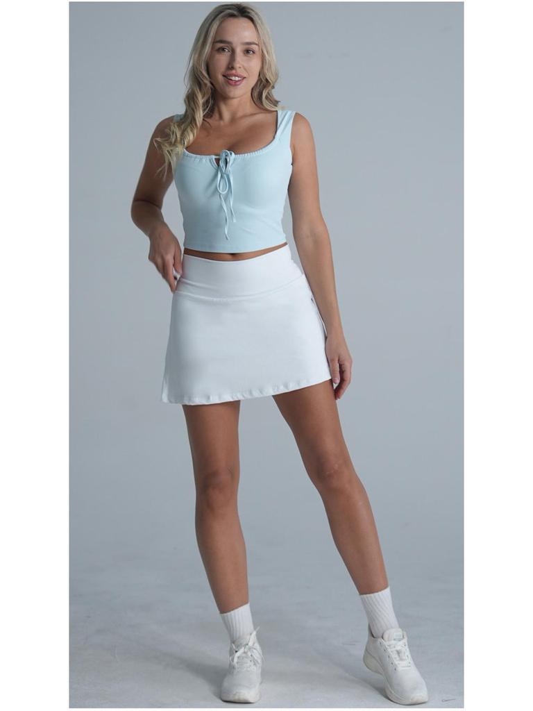 High-Waist Quick-Dry Tennis & Yoga Skort with Built-In Shorts