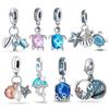 Charms Sale 925 Silver Ocean Series Blue Turtle Crab Charms Beads Fit Original Pandora Women Bracelets Bangles Jewelry Gifts