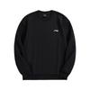 Li Ning Logo Pattern Round Neck Fleece Drop Shoulder Loose Pullover Sweatshirt Men Sweatshirt Black AWDUH59-1