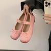Low Heel Light Mouth Silver Single Shoes Women's 2025 Spring and Autumn New Soft-soled Ballet Shoes Retro French Mary Jane Shoes