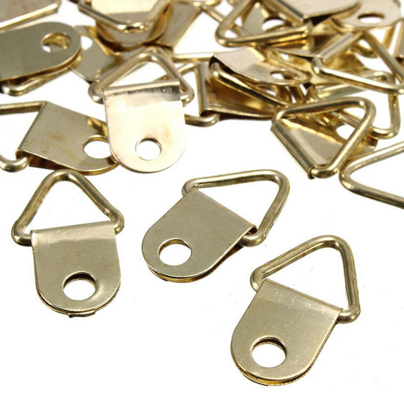 20Pc / Packaged Gold Brass Triangle Photo Frame Wall Hook Rings