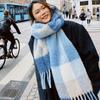 Versatile Four Color Cashmere Scarf Long Tassel Rainbow Winter Plaid Shawl Gradient Tie Dye Scarf