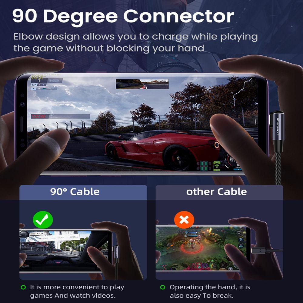 Mobile Phone Data Line Quick Charge 4.0 Right Angle PD 100W Fast Charging USB C To USB Type C Cable