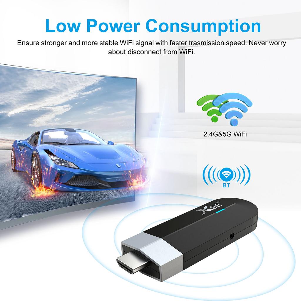 X98 S500 Android 11.0 Smart TV Stick UHD 4K Media Player Amlogic S905Y4 TV Dongle 4GB+32GB 2.4G/5G