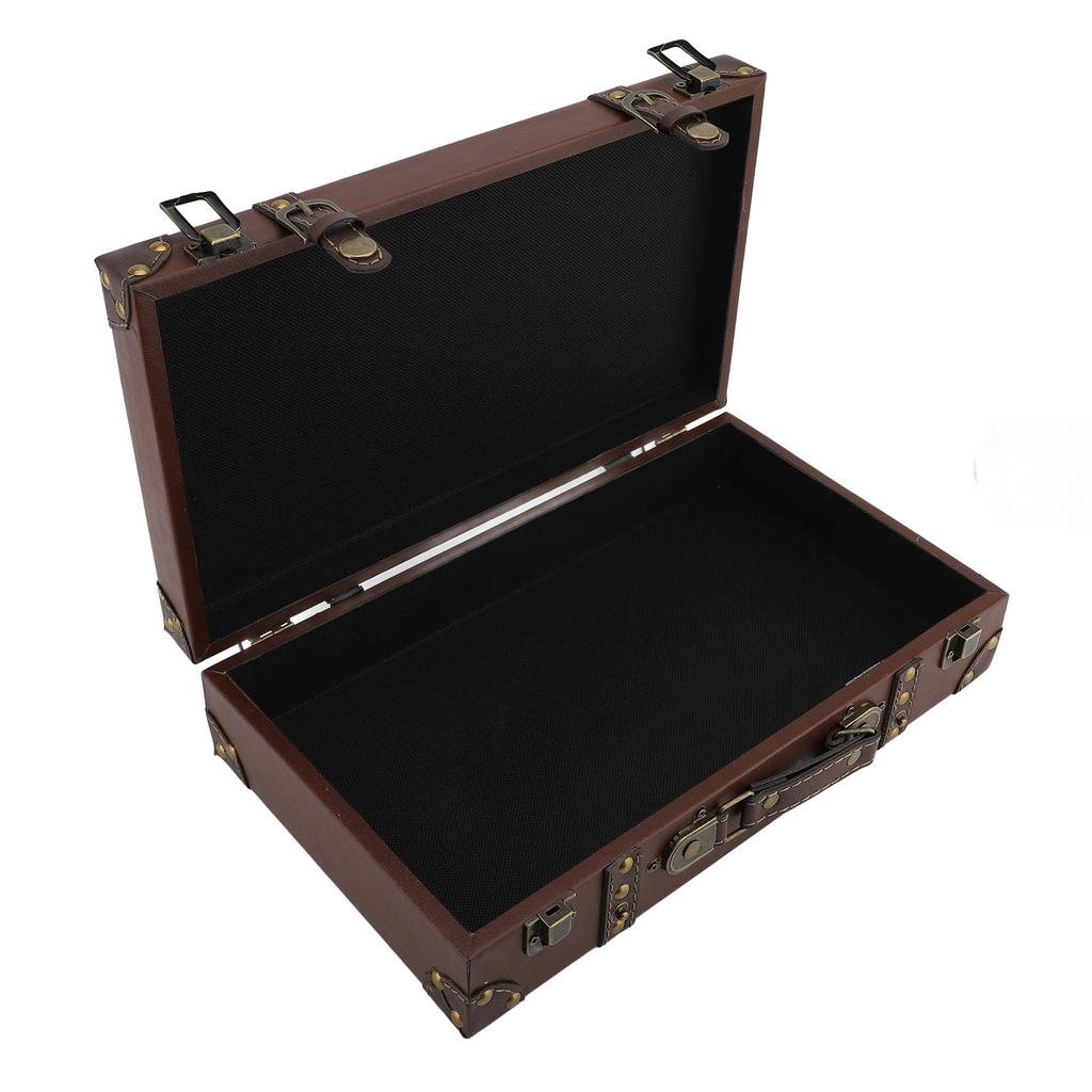 Vintage Suitcase 34x20.5x8cm Wooden Leather Decorative Luggage Trunk for Decoration Storage Photogra