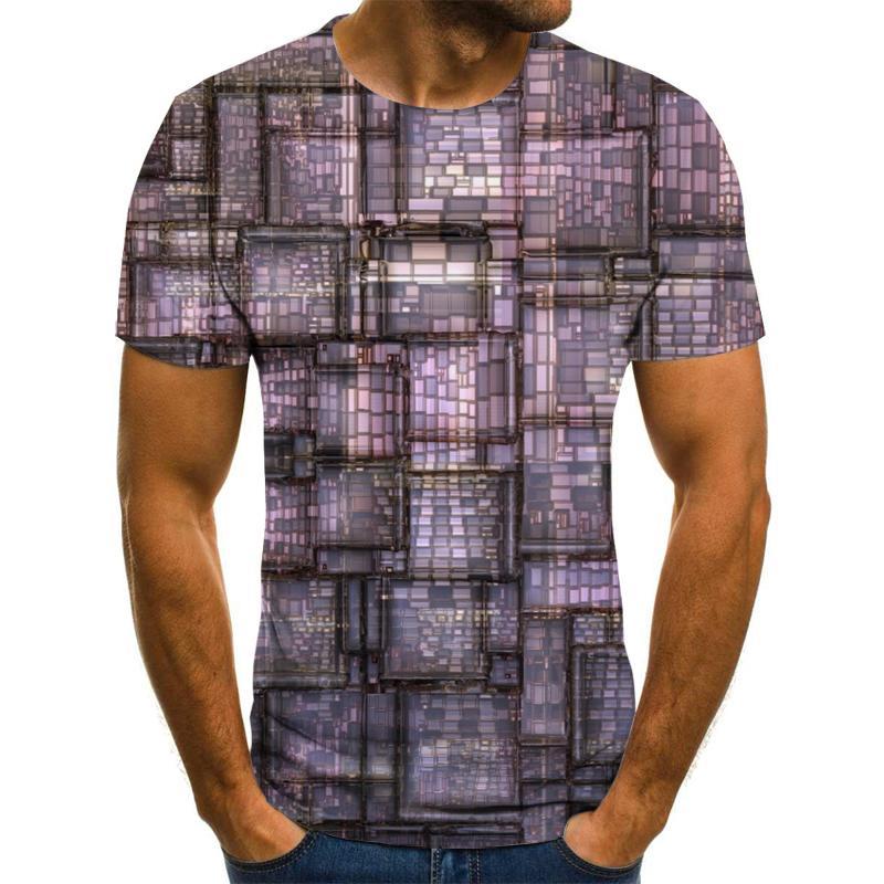 Three-dimensional Graphic T-shirt Casual Lattice Tops 3D Men's T-shirt Summer T-shirt Men's O-neck Shirt Plus Size Streetwear