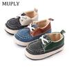Baby Girl Boy Shoes Newborn Canvas Solid Lace-up First Walker Decoration Soft Sole Anti-Slip Kids