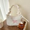 Cute Embroidered Bowknot Butterfly Shoulder Bag Women Pleated Handbag Half-moon Underarm Bag Fashion Oxford Nylon Bow Tote Bag