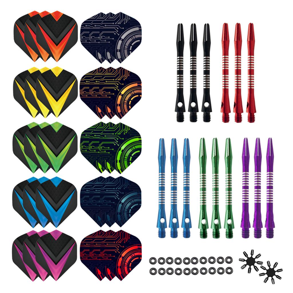 Dart Stems and Flights Set In 2BA Thread Medium Aluminum Shafts Dart Professional Dart Accessories Kits for Dart Games