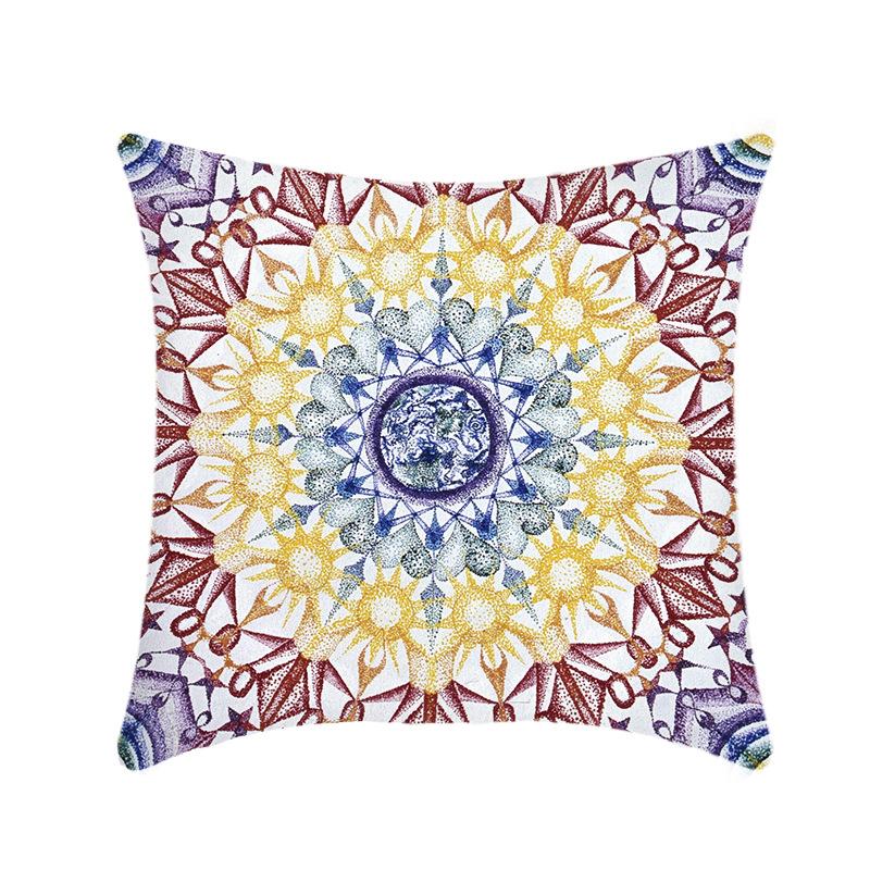 Creative Bohemian Style Mandala Sofa Pillow Cover Tatami Bay Window Pillow Cover Short Plush Printed Cushion