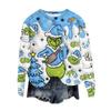 Women's Fashion Round Neck Pullover Top Long Sleeve Tee Christmas Printed Sweatshirt