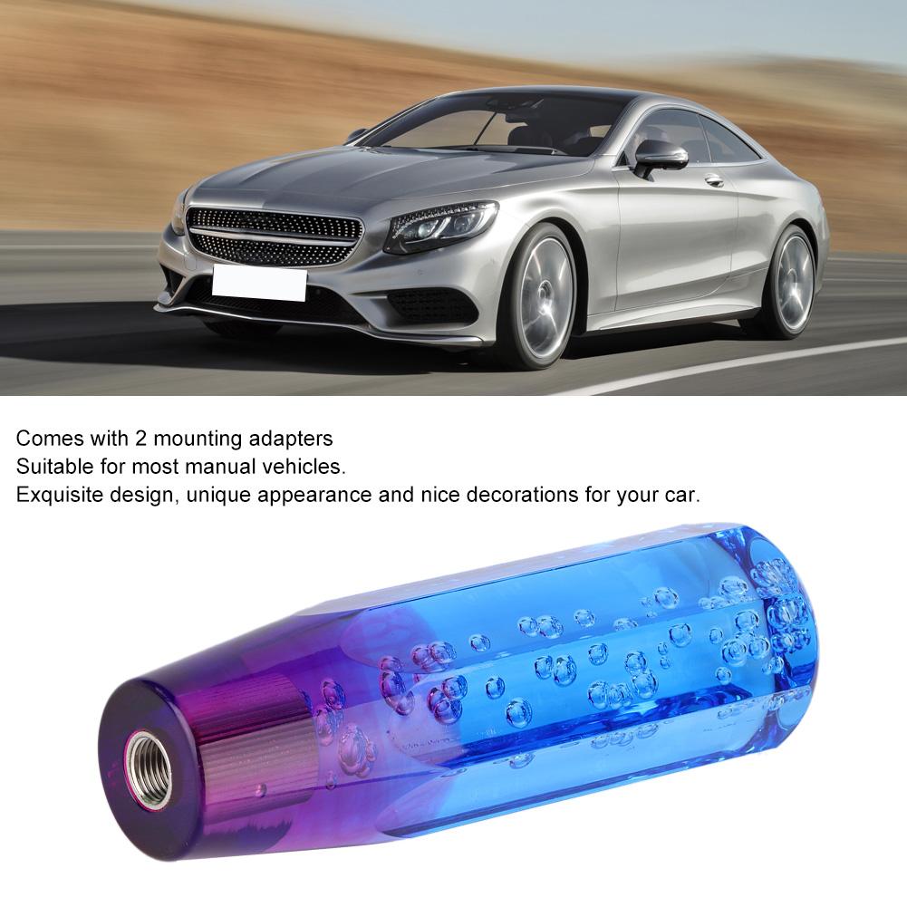 Universal Two Color Crystal Bubble Shift Knob Manual Gear Stick Lever Head with 8mm 10mm Threaded Fittings(Blue Purple )