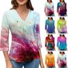 Women's Casual V-neck Gradient Print Three-quarter Sleeve Fashion Top