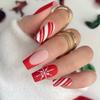 Wearable Manicure Christmas French Fake Nails Full Cover Nail Tips Waterproof Press On Nails  Women