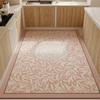 Rug for Kitchen Vinyl Carpet Pvc Waterproof Leather Floor Mat Large Pink Flower Floral Pastoral Style Home Decoration Rugs