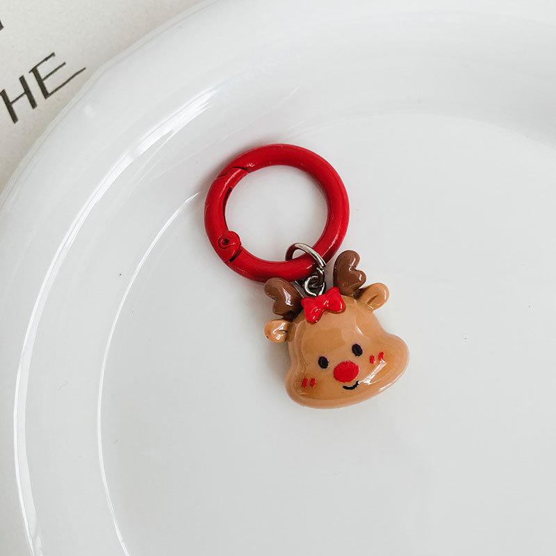 Kawaii Christmas Keychain Cartoon Santa Claus Elk Tree Snowman Pendant Key Ring Backpack Decoration Couple Friends Gifts