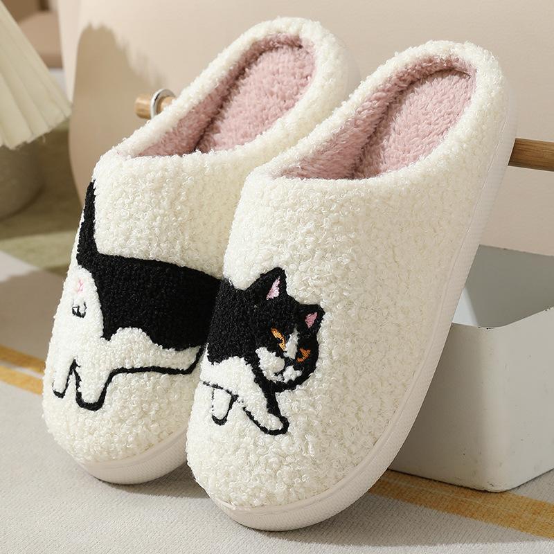 New Autumn and Winter Male and Female Couples Cute Cartoon Puppy Cotton Slippers Home Indoor Non-slip Cotton Slippers