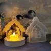 2024 Christmas Series Candle Holder Silicone Mold DIY Tree House Candlestick Ornament Resin Mould 3D Gypsum Crafts Home Decor