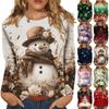 Long Sleeve Shirts For Women Cute Print Graphic Tees Blouses Casual Plus Size Basic Tops Pullover Christmas