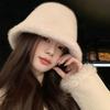 Imitation Mink Mink Hair Bucket Hat Female Autumn and Winter Warm White Plush Bucket Hat Female Winter Washbasin Hat