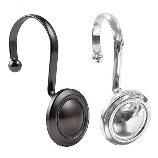 12Pcs Shower Curtain Hooks Rustproof Corrosion Resistant Simple Installation Decorative Metal Shower